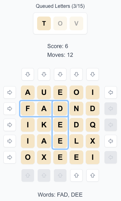 A game of Queuedle being played.